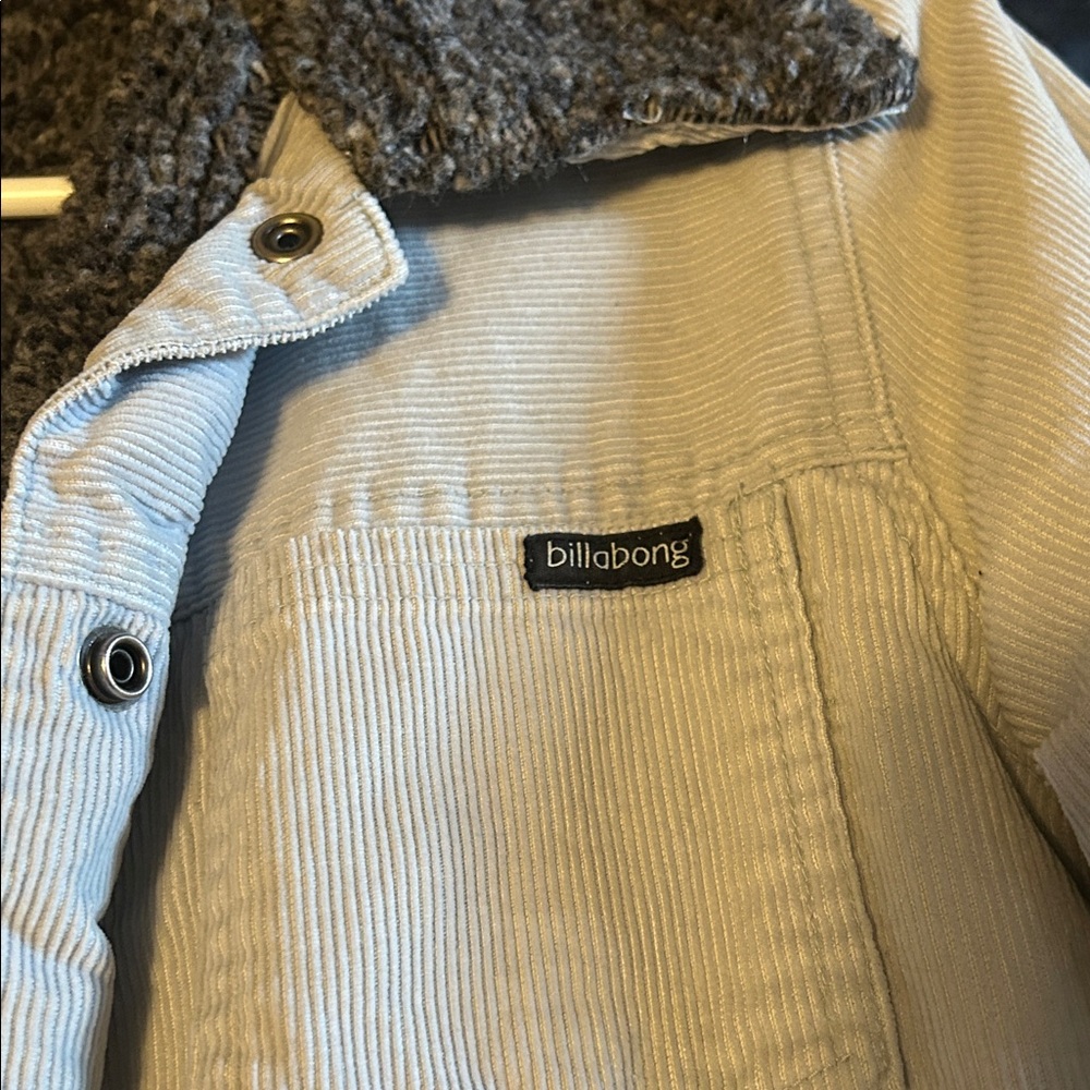 Billabong Light sky blue Corduroy Jacket with Gray Sherpa Collar - Picture 2 of 7